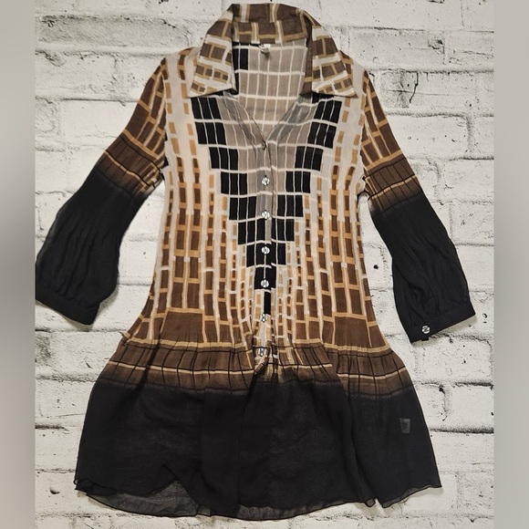 Lindi Sheer Button Front Tunic Blouse Size M - Picture 6 of 12